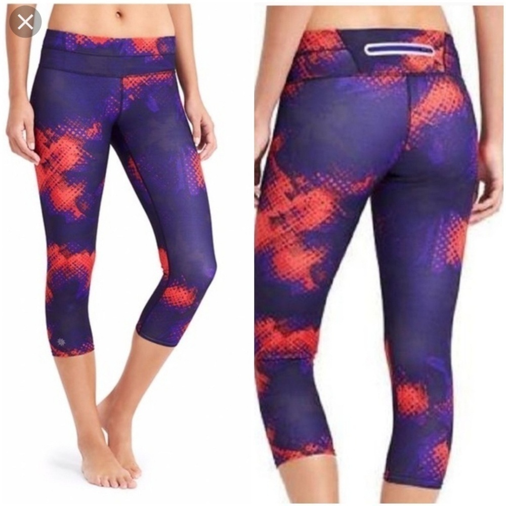 Athleta Sz XXS Electro Sonar Crop Capri Leggings 2XS Dopamine